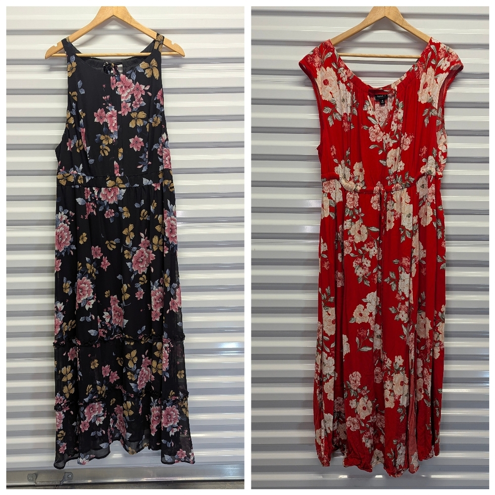 Torrid Floral Maxi Dress 3X Boho Cottagecore Vacation Resortcore Summer Lot of 2